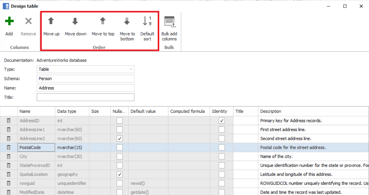 reordering columns